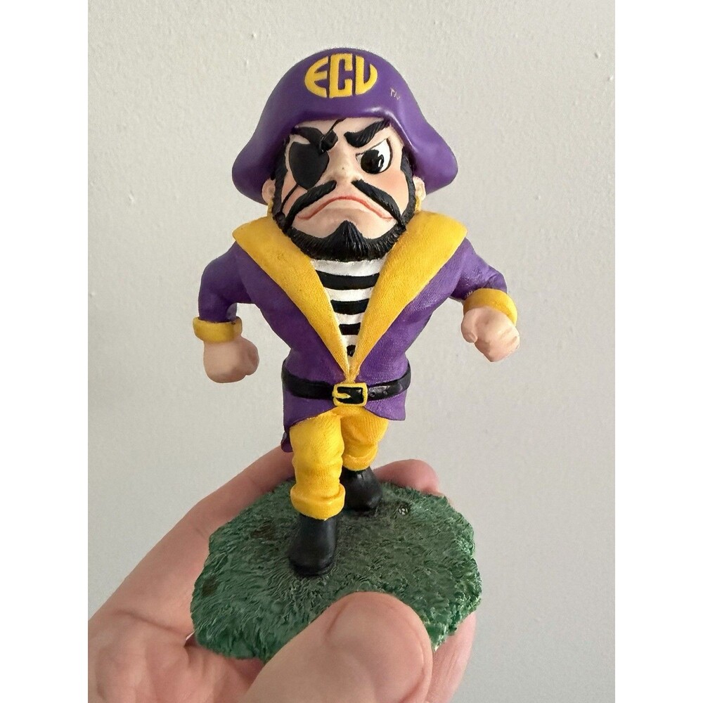 Vintage ECU East Carolina Pirates Mascot Figurine Meico Inc Purple Gold NCAA